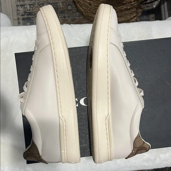 COACH- Clip Leather Low Top Chalk Sneakers- 9.5B - Picture 7 of 14